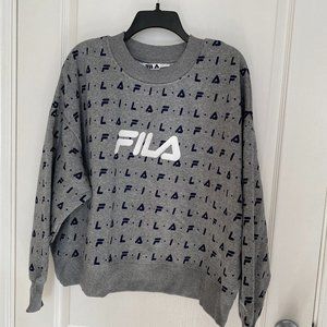 Fila Gray All Over Logo Crewneck Women's Plus Size 3X